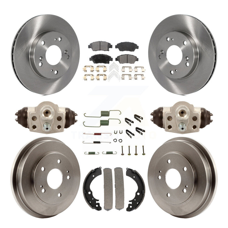 Front Rear Disc Brake Rotors Ceramic Pads And Drum Kit (9Pc) For 2006-2008 Honda Civic Hybrid K8T-102711