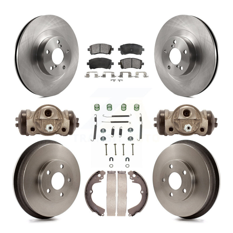 Front Rear Disc Brake Rotors Ceramic Pads And Drum Kit (9Pc) For Subaru Impreza WRX K8T-102715