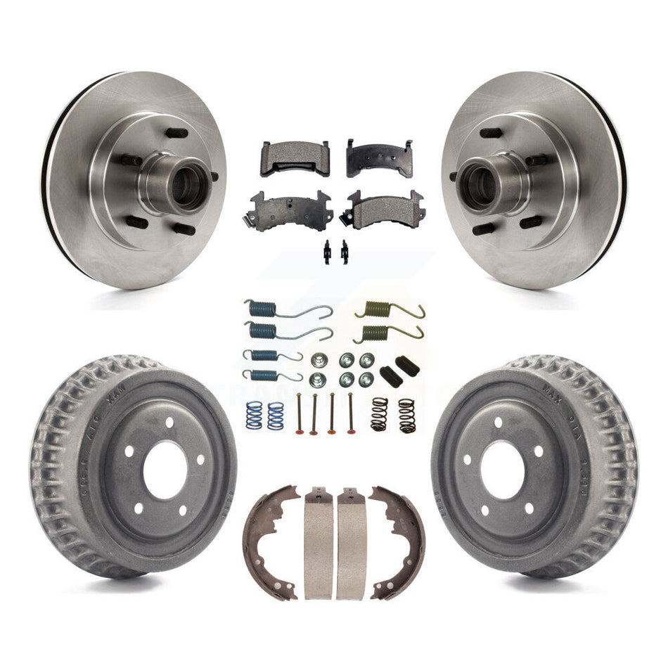 Front Rear Disc Brake Rotors Hub Assembly Ceramic Pads And Drum Kit (7Pc) For 1991-1991 GMC Sonoma Chevrolet S10 Blazer S15 Jimmy With ABS Tone Ring RWD K8T-102728