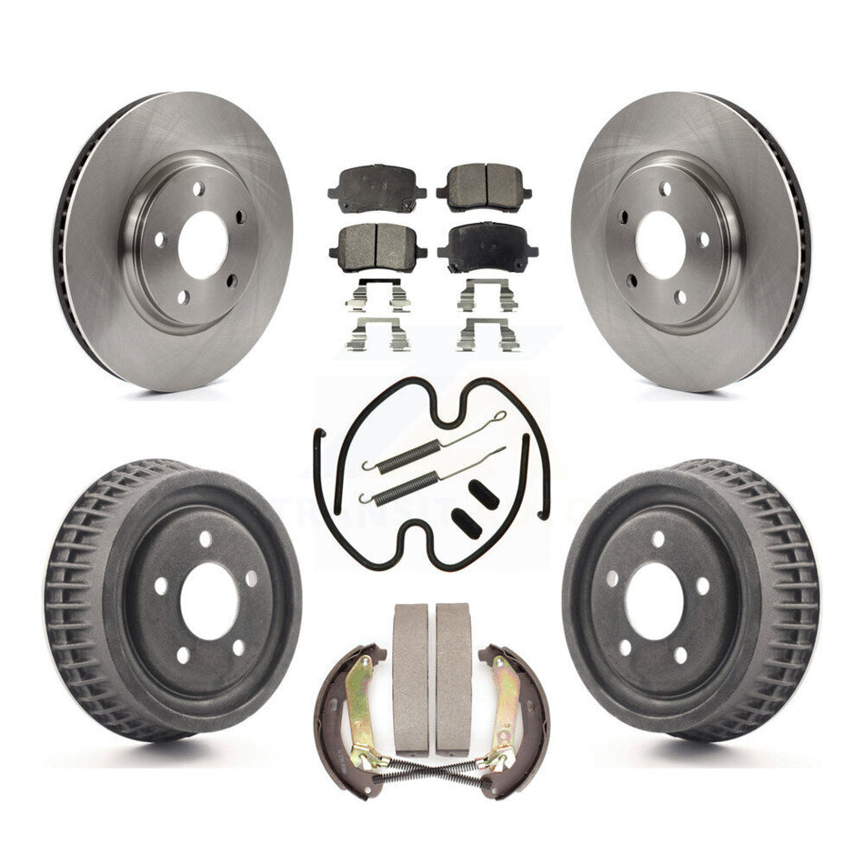 Front Rear Disc Brake Rotors Ceramic Pads And Drum Kit (7Pc) For 2004 Chevrolet Malibu rear brakes With 296mm Diameter Rotor K8T-102743