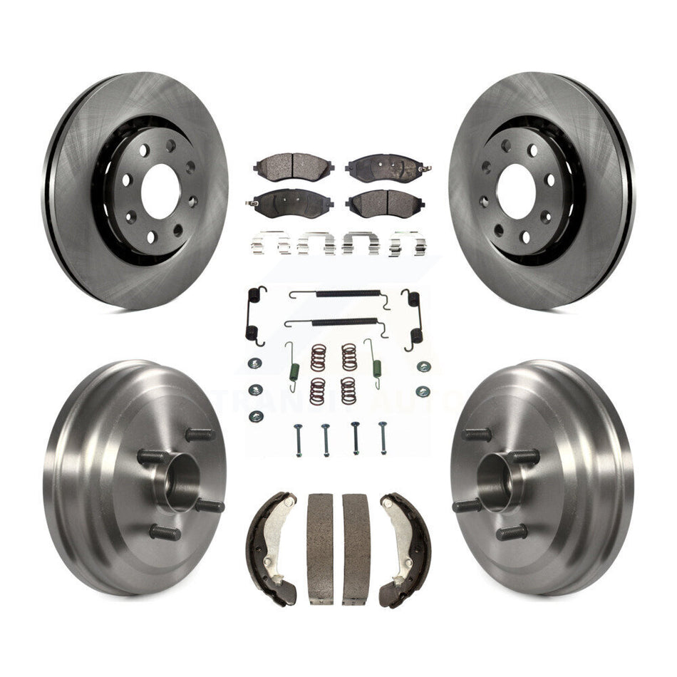 Front Rear Disc Brake Rotors Ceramic Pads And Drum Kit (7Pc) For Chevrolet Aveo Aveo5 Pontiac G3 Wave Wave5 With Hub Assembly K8T-102746