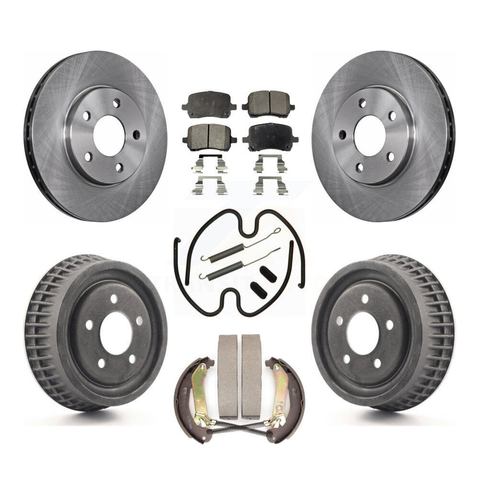 Front Rear Disc Brake Rotors Ceramic Pads And Drum Kit (7Pc) For 2004 Chevrolet Malibu rear brakes With 276mm Diameter Rotor K8T-102748