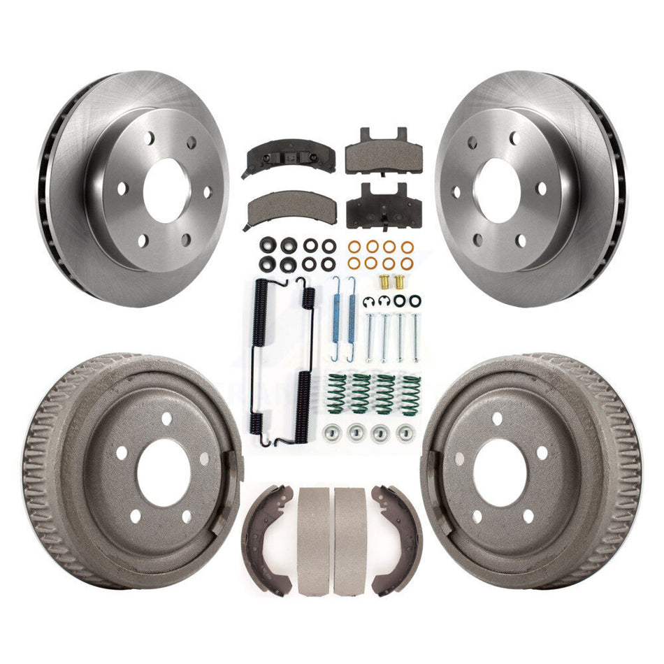 Front Rear Disc Brake Rotors Ceramic Pads And Drum Kit (7Pc) For GMC Yukon 4WD With 10" Diameter 5 Lug Wheels K8T-102757