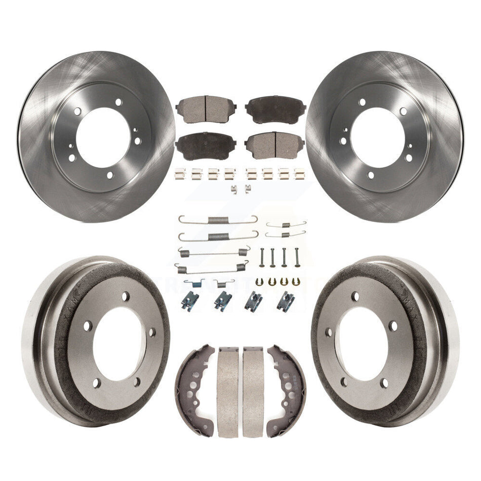 Front Rear Disc Brake Rotors Ceramic Pads And Drum Kit (7Pc) For 2004 Suzuki Grand Vitara From Chassis VIN #44103257 K8T-102813