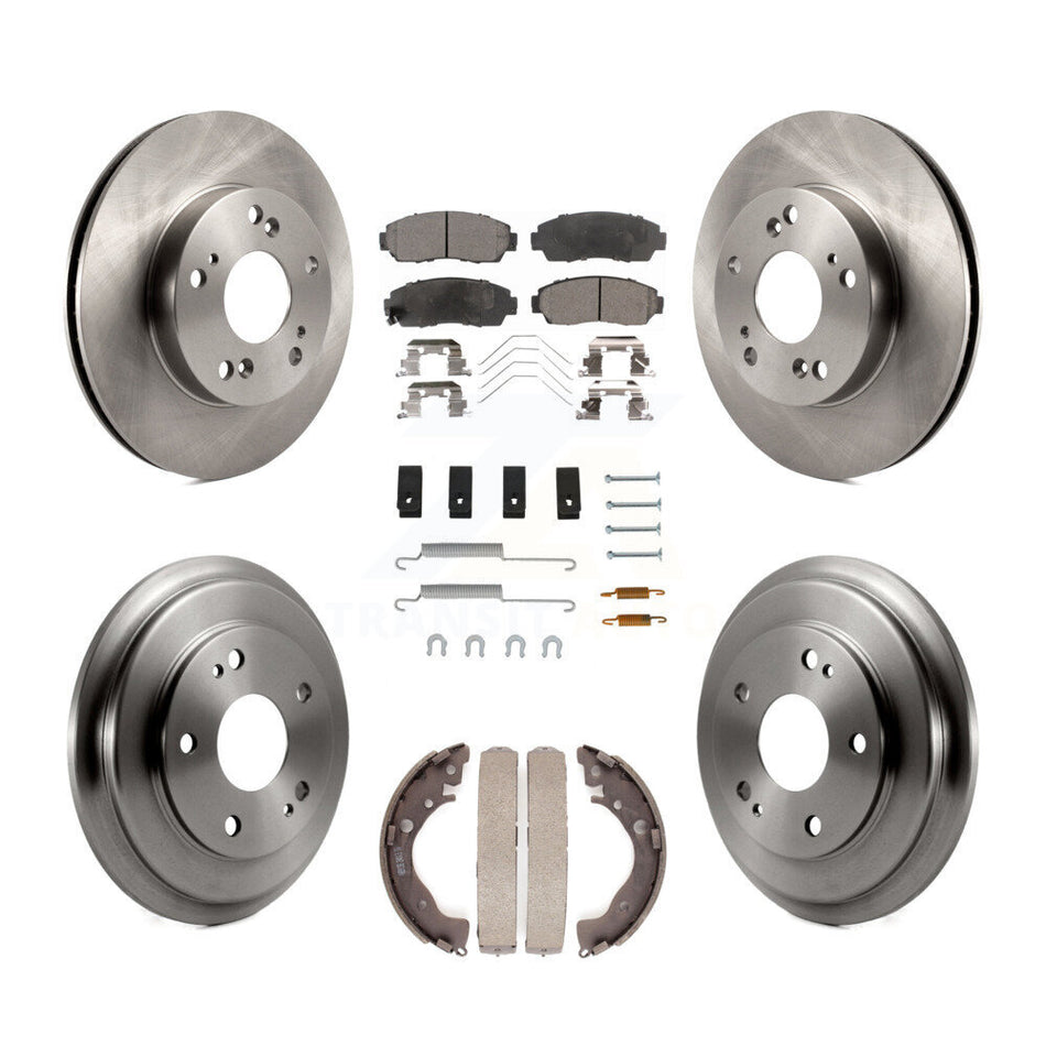 Front Rear Disc Brake Rotors Ceramic Pads And Drum Kit (7Pc) For 2015 Honda Civic LX with Manual transmission K8T-102836