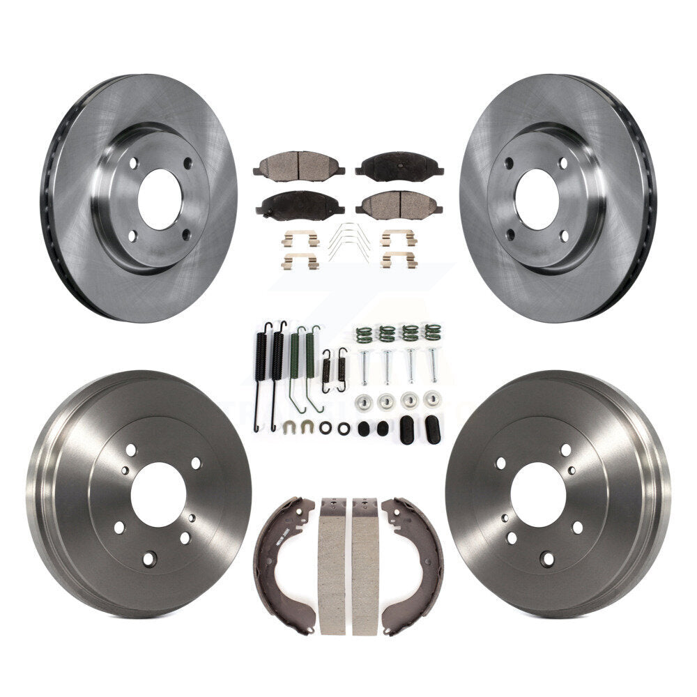 Front Rear Disc Brake Rotors Ceramic Pad Drum Kit (7Pc) For 2008 Nissan Versa 4-Wheel ABS K8T-102895