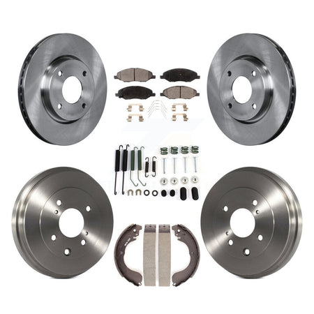Front Rear Disc Brake Rotors Ceramic Pad Drum Kit (7Pc) For 2008 Nissan Versa 4-Wheel ABS K8T-102895