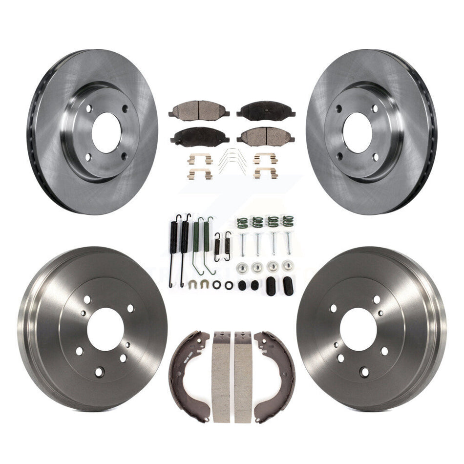 Front Rear Disc Brake Rotors Ceramic Pad Drum Kit (7Pc) For 2008 Nissan Versa 4-Wheel ABS K8T-102895