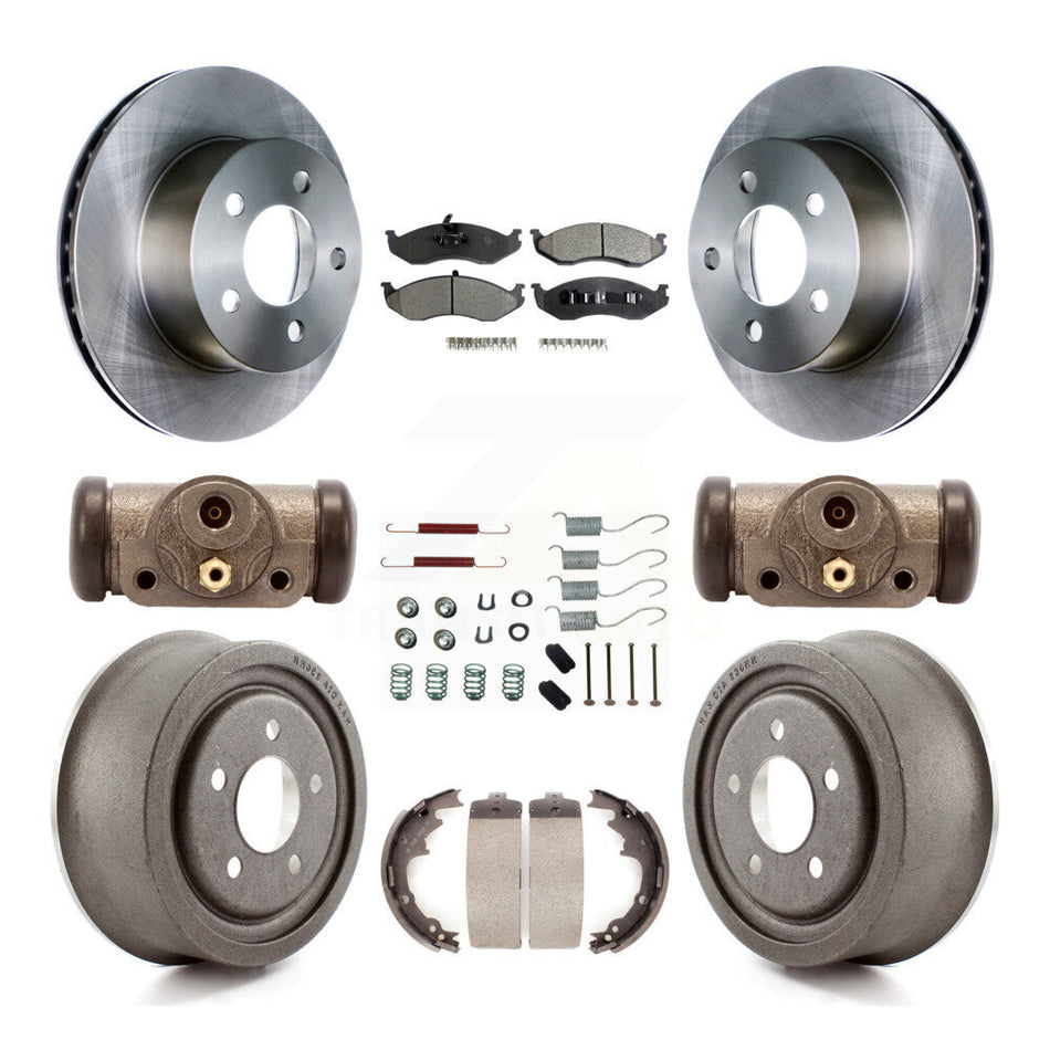 Front Rear Disc Brake Rotors Ceramic Pads And Drum Kit (9Pc) For 1997-1998 Jeep TJ 4-Wheel ABS With 9" Diameter K8T-102919