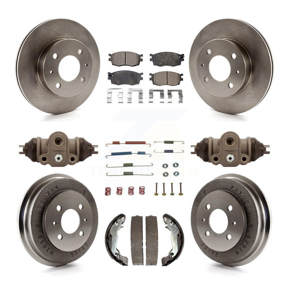 Front Rear Disc Brake Rotors Ceramic Pads And Drum Kit (9Pc) For 2006 Hyundai Accent Hatchback To 09 30 05 K8T-102934