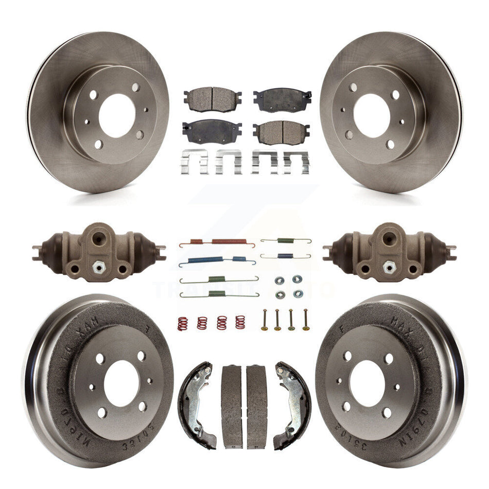 Front Rear Disc Brake Rotors Ceramic Pads And Drum Kit (9Pc) For 2006 Hyundai Accent Hatchback To 09 30 05 K8T-102934