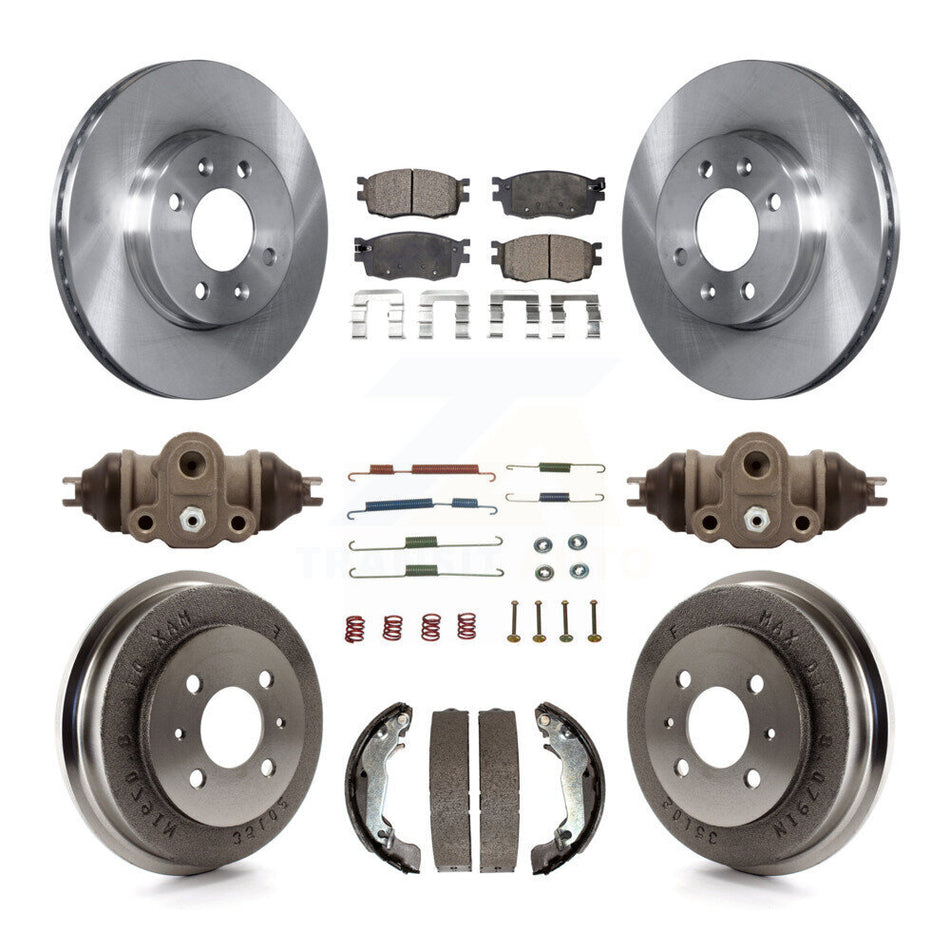 Front Rear Disc Brake Rotors Ceramic Pads And Drum Kit (9Pc) For 2006 Hyundai Accent Sedan To 09 30 05 K8T-102936