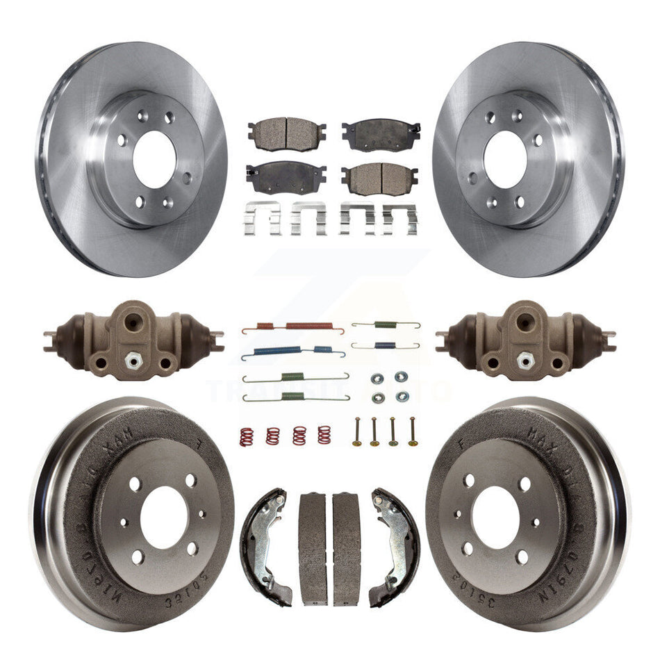 Front Rear Disc Brake Rotors Ceramic Pads And Drum Kit (9Pc) For 2006 Hyundai Accent Sedan To 09 30 05 K8T-102936