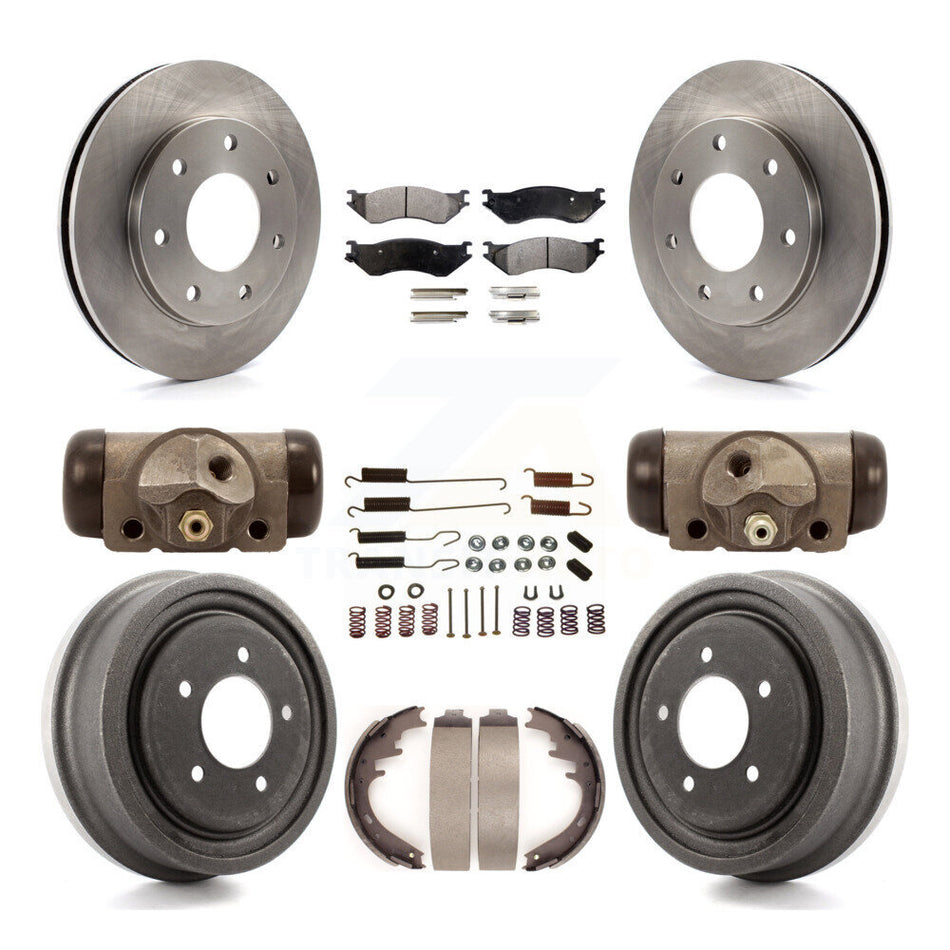 Front Rear Disc Brake Rotors Ceramic Pads And Drum Kit (9Pc) For 1999 Ford F-150 4WD With 7 Lug Wheels K8T-102942