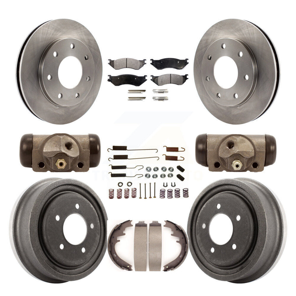 Front Rear Disc Brake Rotors Ceramic Pads And Drum Kit (9Pc) For 1999 Ford F-150 4WD With 7 Lug Wheels K8T-102942