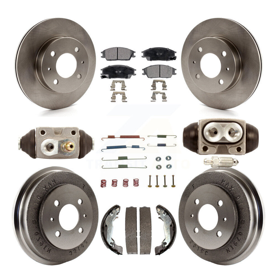 Front Rear Disc Brake Rotors Ceramic Pads And Drum Kit (9Pc) For 2003-2005 Hyundai Accent K8T-102971