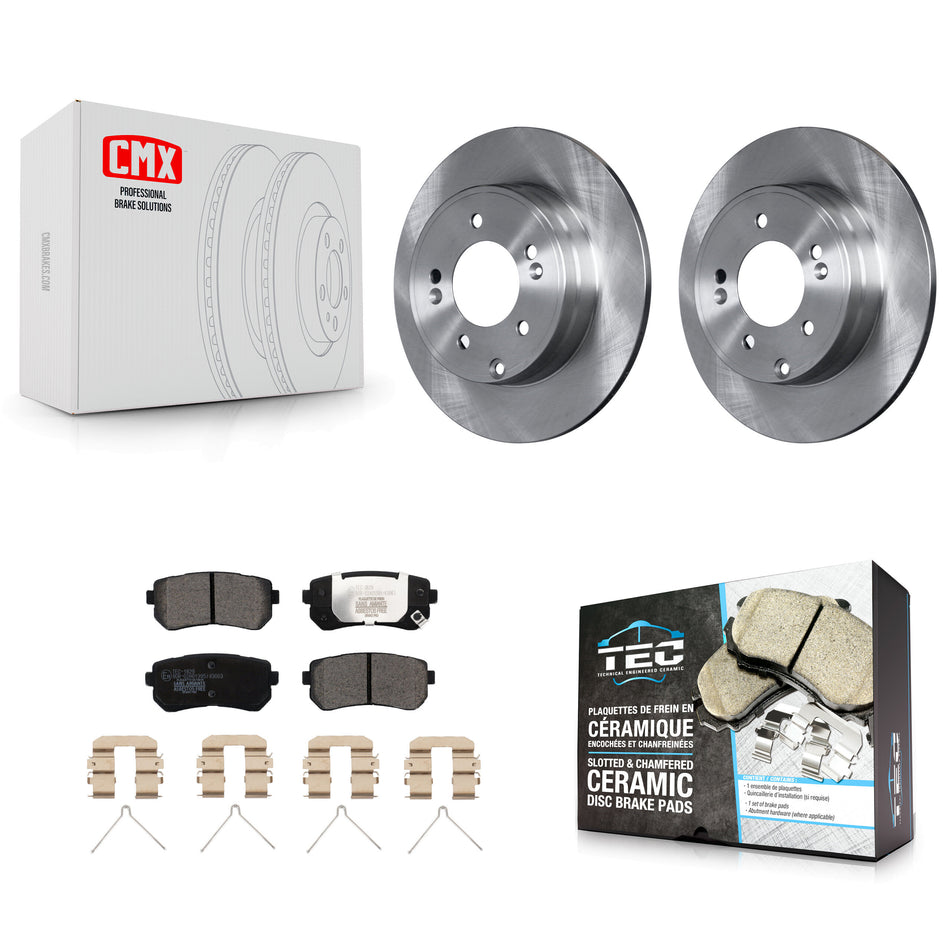 Rear Disc Brake Rotors And Ceramic Pads Kit For Hyundai Sonata Kia Optima With Manual Parking K8T-102979