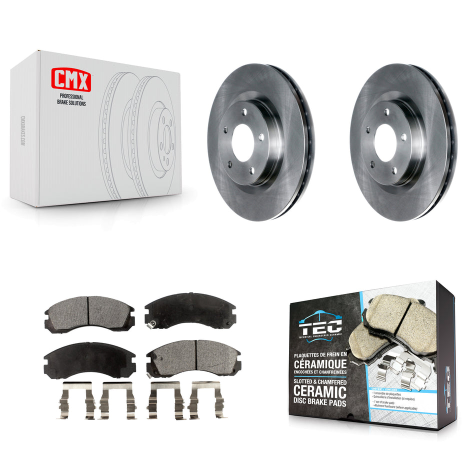 Front Disc Brake Rotors And Ceramic Pads Kit For 2017 Mitsubishi Lancer With 294mm Diameter Rotor K8T-103014
