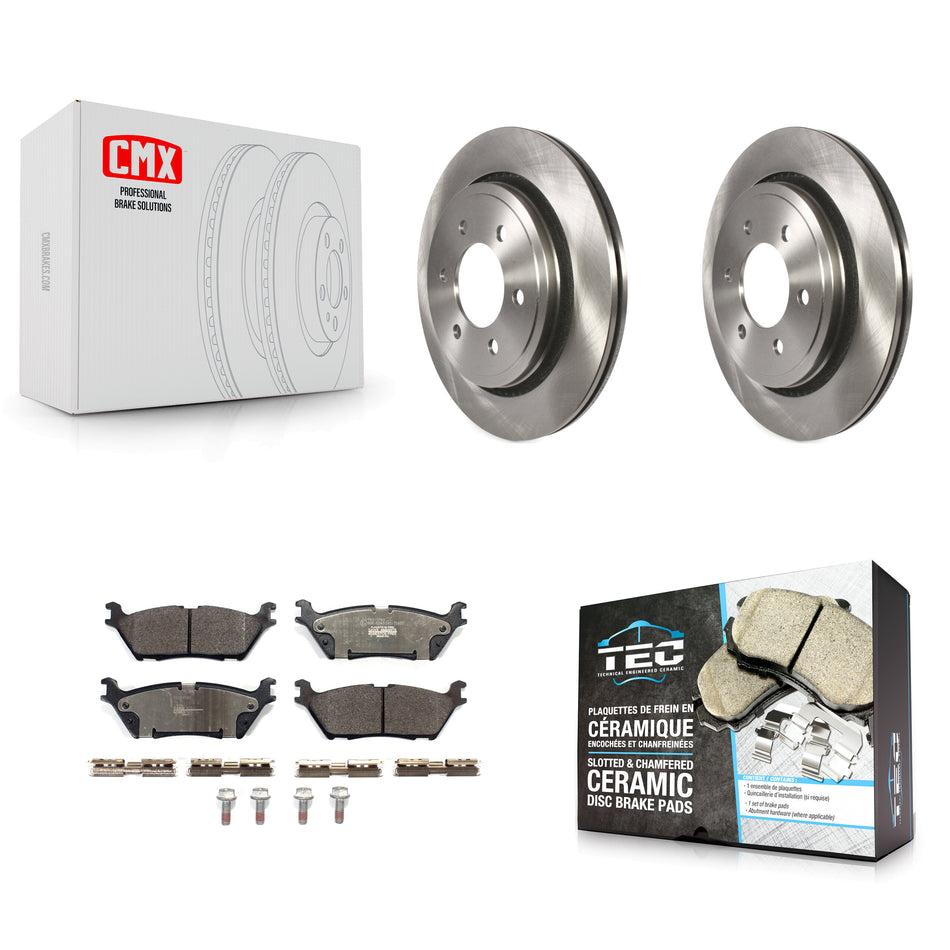 Rear Disc Brake Rotors And Ceramic Pads Kit For 2015-2017 Ford F-150 With Electric Parking K8T-103021