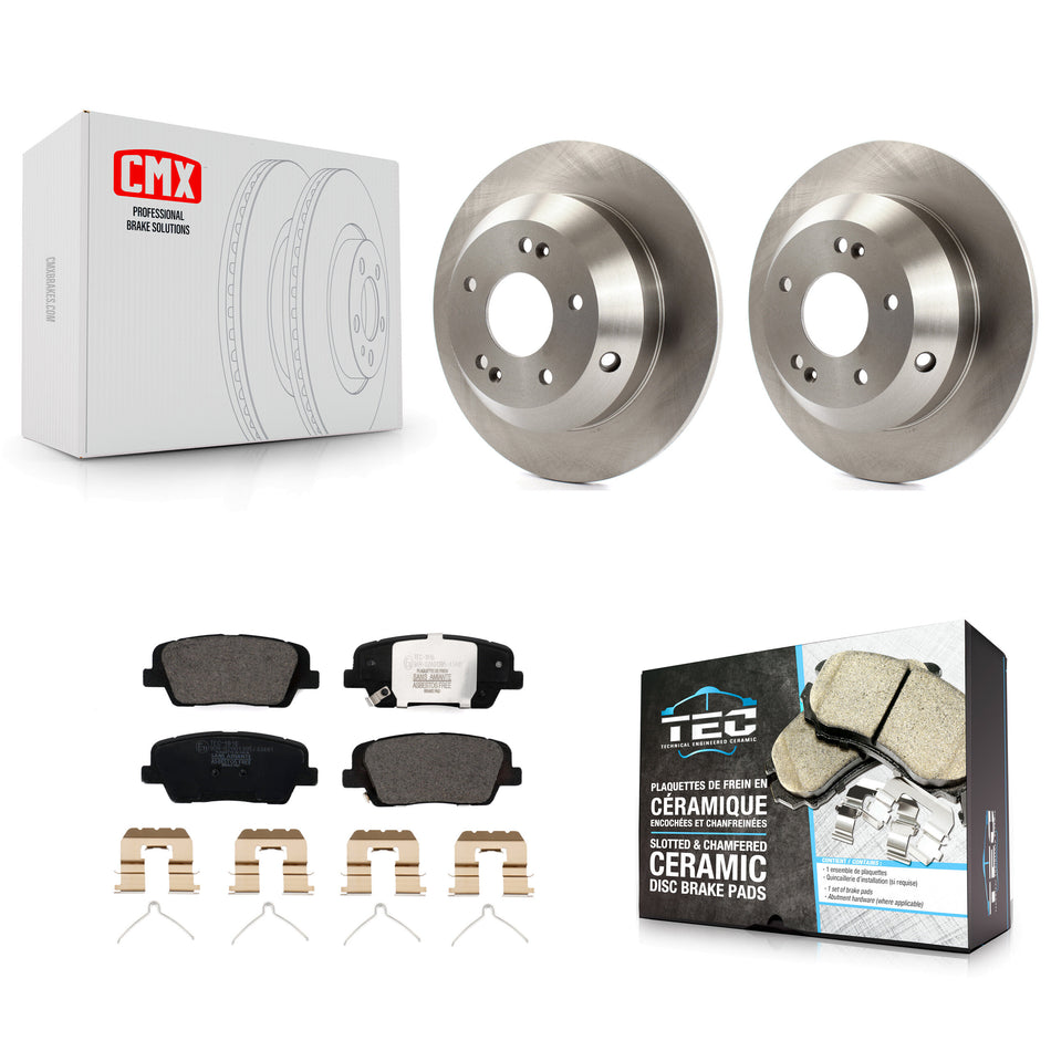 Rear Disc Brake Rotors And Ceramic Pads Kit For 2014-2015 Kia Sorento With Red Painted Calipers K8T-103022