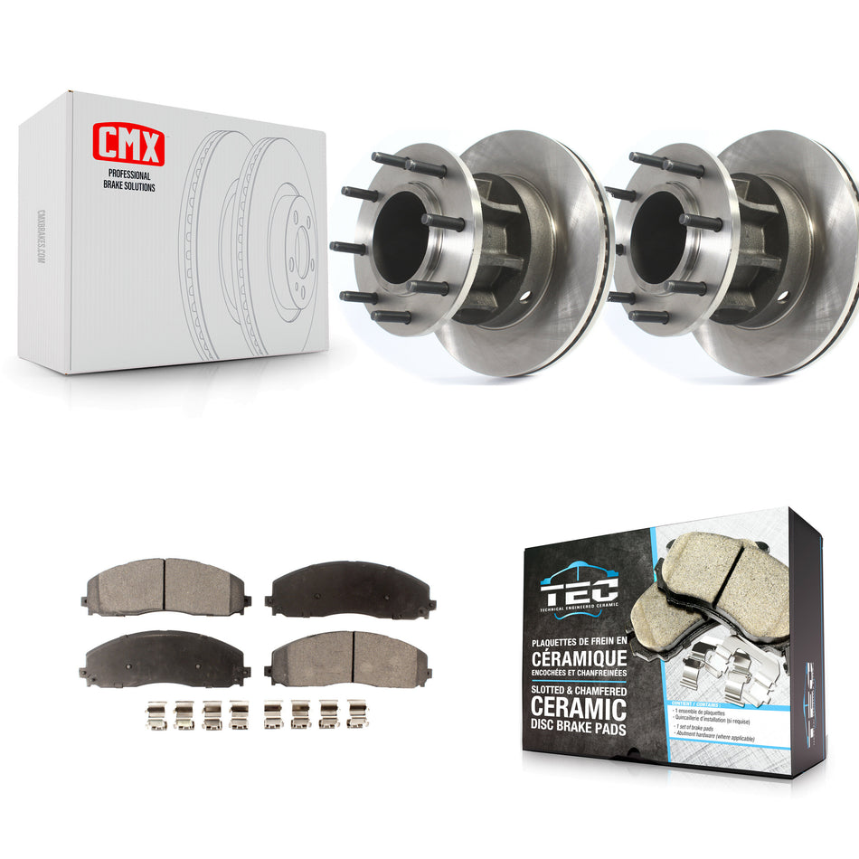 Front Disc Brake Rotors Hub Assembly And Ceramic Pads Kit For Ford F-350 Super Duty F-250 With Dual Rear Wheels RWD K8T-103176