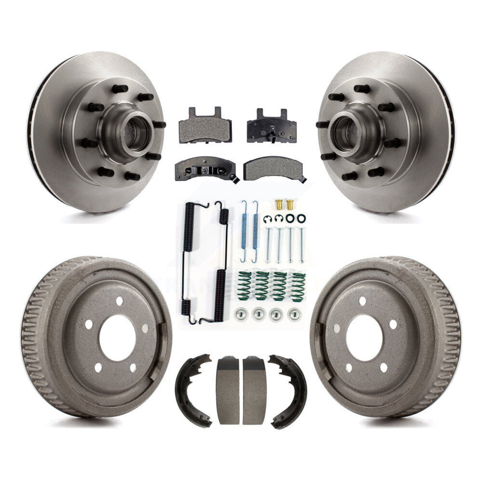 Front Rear Disc Brake Rotors Hub Assembly Ceramic Pads And Drum Kit (7Pc) For 1997 Chevrolet C1500 Suburban DIESEL engine With 10" Diameter K8T-103179