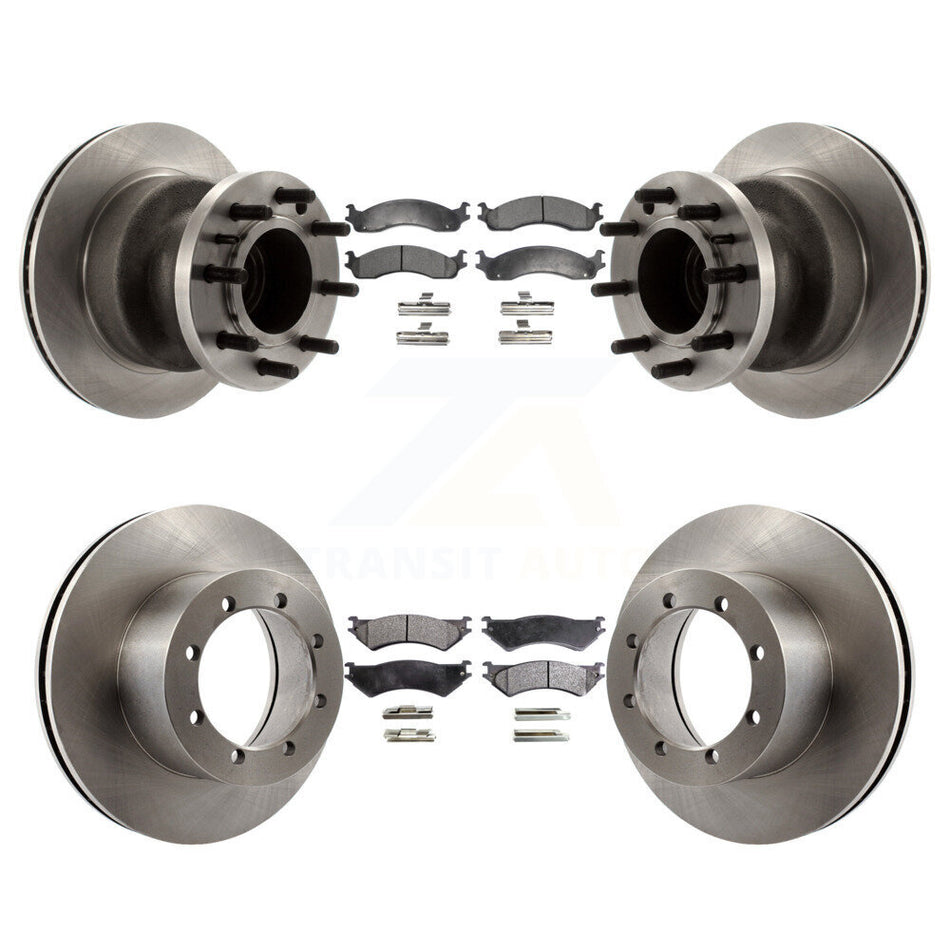 Front Rear Disc Brake Rotors And Ceramic Pads Kit For 1999-2001 Ford E-350 Super Duty With Dual Wheels Driveline Mounted Parking K8T-103328