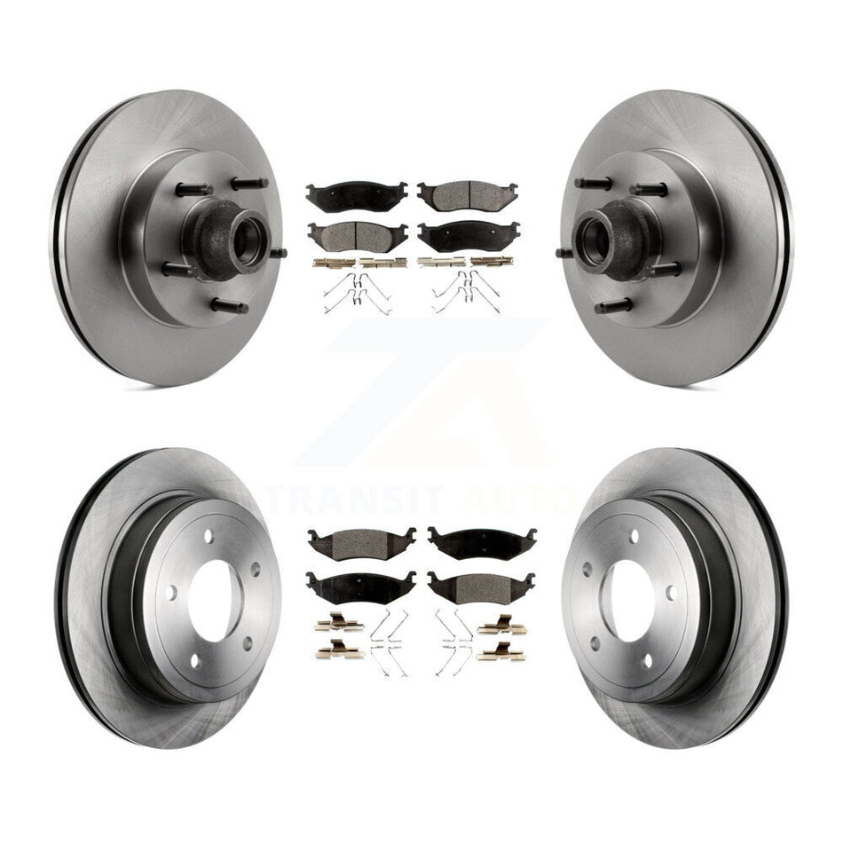 Front Rear Disc Brake Rotors And Ceramic Pads Kit For Ford E-150 Club Wagon Econoline K8T-103355