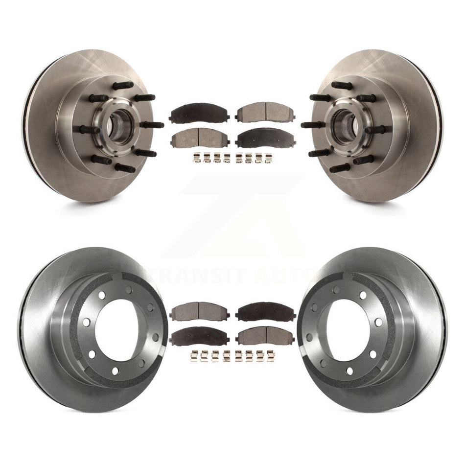 Front Rear Disc Brake Rotors And Ceramic Pads Kit For 2013 Ford F-350 Super Duty Platinum with RWD 6.7L With Single Wheels K8T-103365
