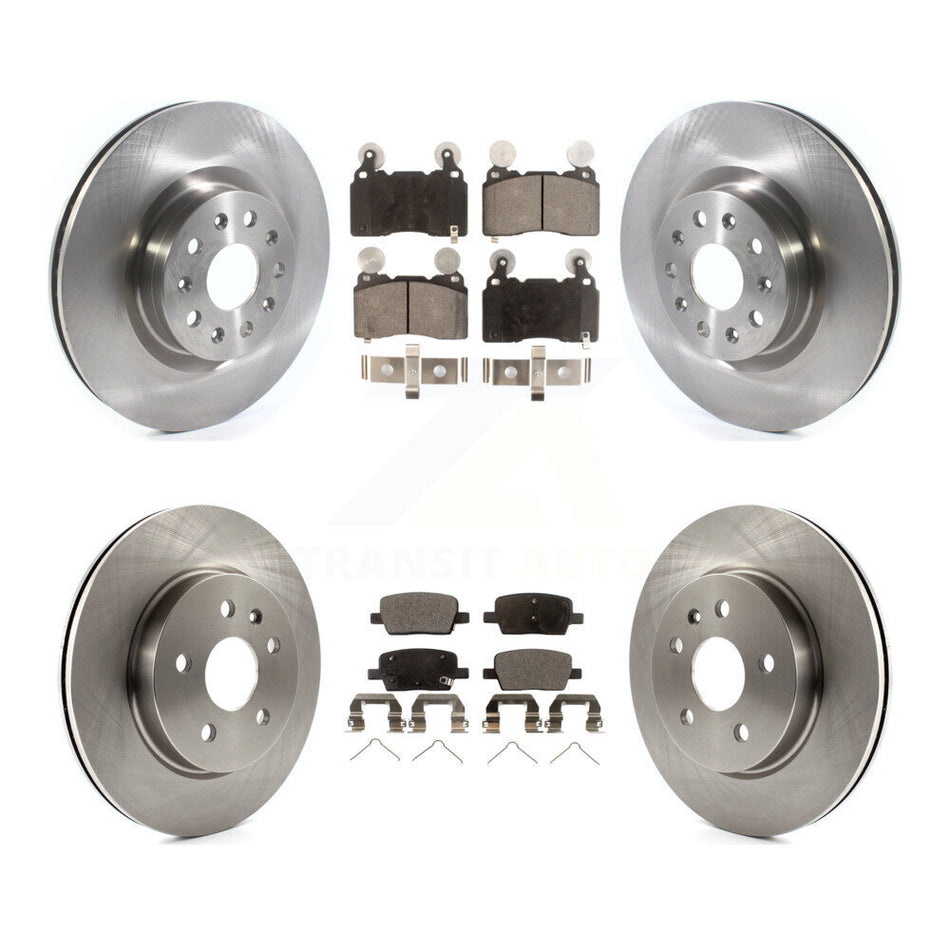 Front Rear Disc Brake Rotors And Ceramic Pads Kit For 2016-2018 Cadillac CT6 With 345mm Diameter Rotor K8T-103412