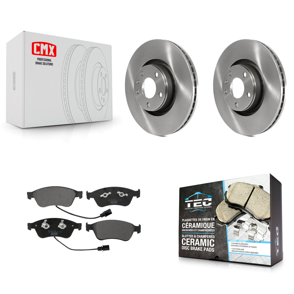 Front Disc Brake Rotors And Ceramic Pads Kit For 2005 Audi A8 Quattro With 321mm Diameter Rotor K8T-103423