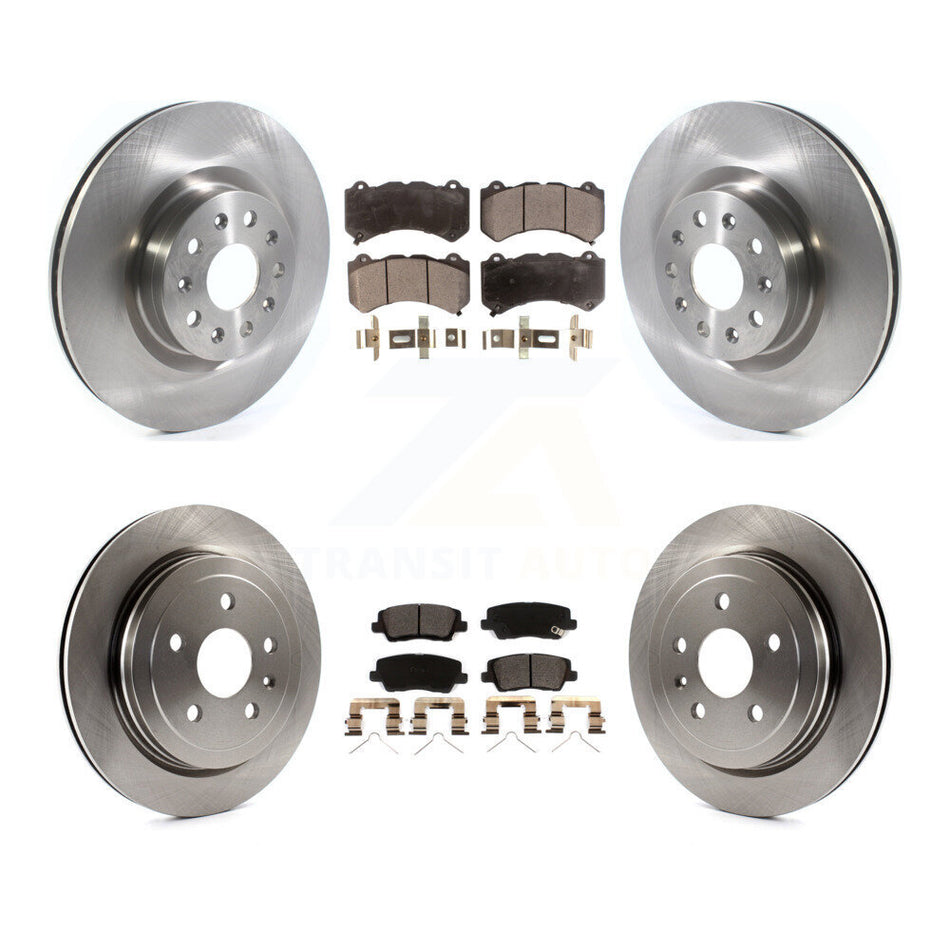 Front Rear Disc Brake Rotors And Ceramic Pads Kit For 2016 Cadillac CTS Vsport Premium with RWD Without Performance Lining K8T-103439