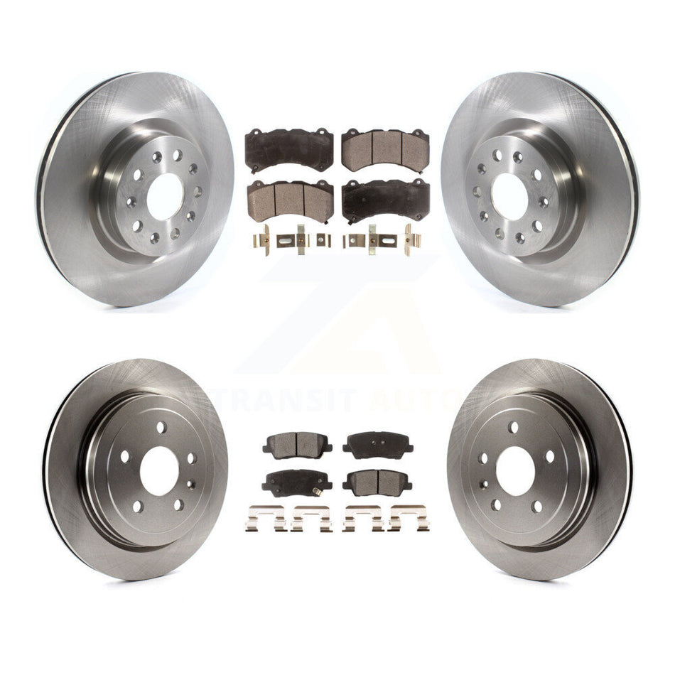 Front Rear Disc Brake Rotors And Ceramic Pads Kit For 2016 Cadillac CTS Vsport Premium with RWD With Performance Lining K8T-103440
