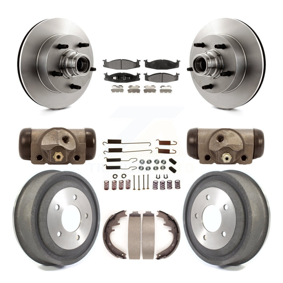 Front Rear Disc Brake Rotors Ceramic Pads And Drum Kit (9Pc) For Ford E-150 Econoline Club Wagon K8T-103476