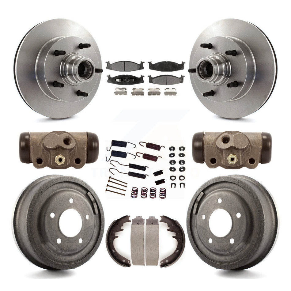 Front Rear Disc Brake Rotors Ceramic Pads And Drum Kit (9Pc) For Ford F-150 E-150 Econoline 15/16" Bore K8T-103479