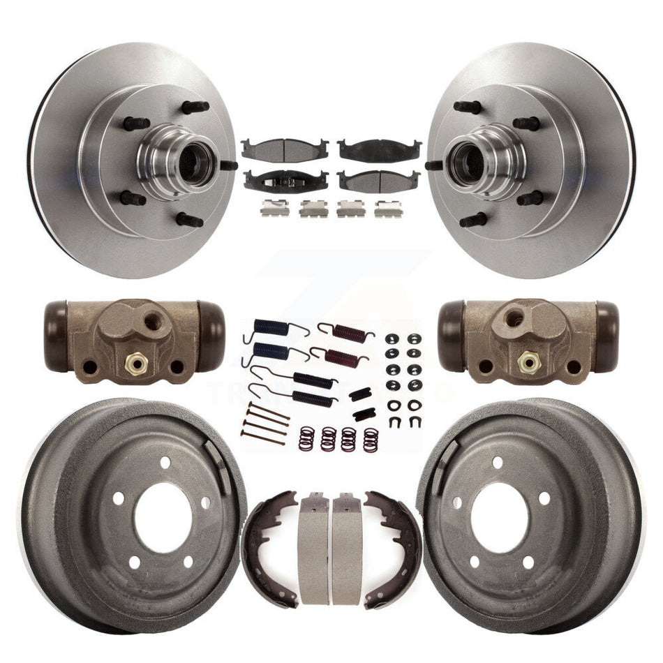 Front Rear Disc Brake Rotors Ceramic Pads And Drum Kit (9Pc) For Ford F-150 E-150 Econoline 15/16" Bore K8T-103479