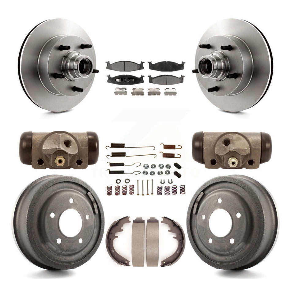 Front Rear Disc Brake Rotors Ceramic Pads And Drum Kit (9Pc) For Ford E-150 Econoline Club Wagon K8T-103481