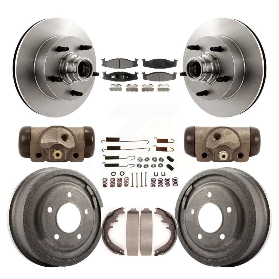 Front Rear Disc Brake Rotors Ceramic Pads And Drum Kit (9Pc) For Ford E-150 Econoline Club Wagon K8T-103481
