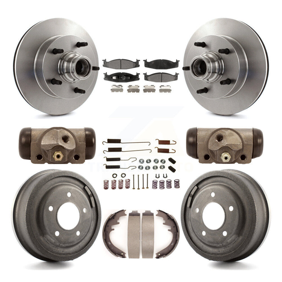Front Rear Disc Brake Rotors Ceramic Pads And Drum Kit (9Pc) For Ford E-150 Econoline 2-Wheel ABS K8T-103482