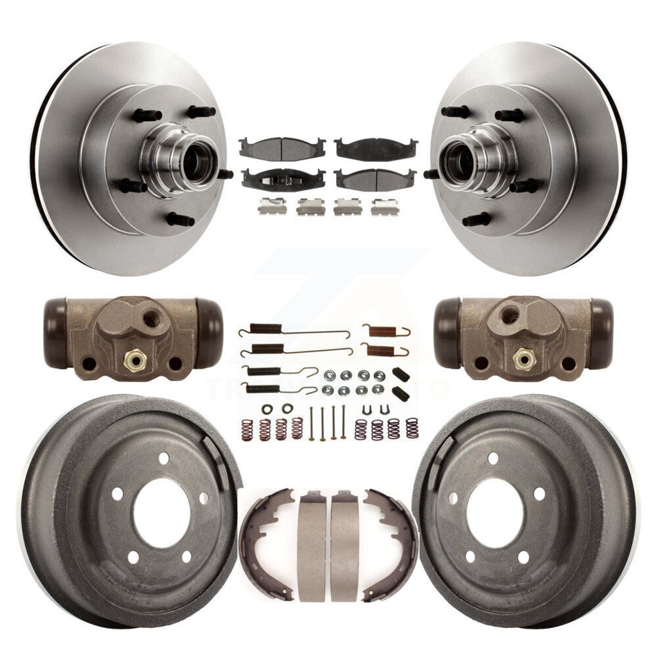 Front Rear Disc Brake Rotors Ceramic Pads And Drum Kit (9Pc) For 1997-1997 Ford E-150 Econoline Club Wagon 15/16" Bore K8T-103483
