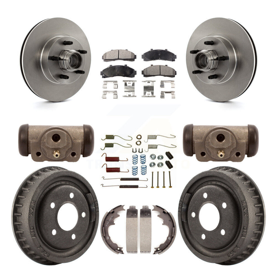 Front Rear Disc Brake Rotors Ceramic Pads And Drum Kit (9Pc) For Ford Ranger With 9" Diameter K8T-103496