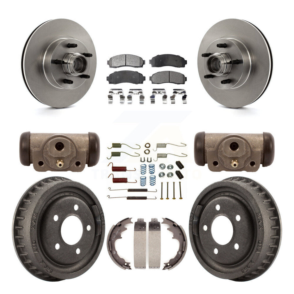 Front Rear Disc Brake Rotors Ceramic Pads And Drum Kit (9Pc) For 2006-2009 Ford Ranger RWD With 9" Diameter K8T-103501