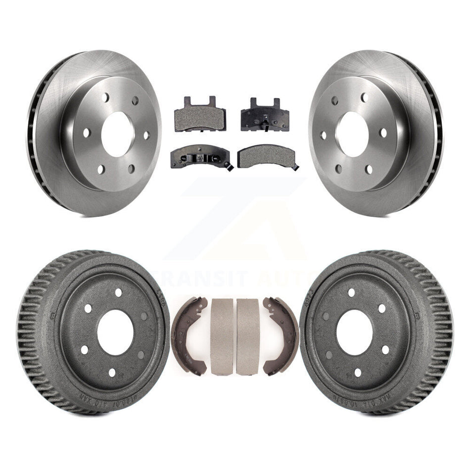 Front Rear Disc Brake Rotors Ceramic Pads And Drum Kit For 1995-1997 GMC Yukon 2 doors with 4WD DIESEL engine With 10" Diameter K8T-103506