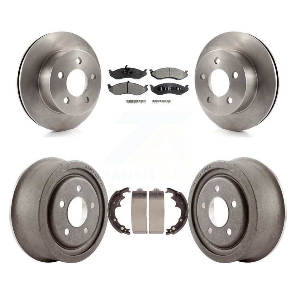 Front Rear Disc Brake Rotors Ceramic Pads And Drum Kit For Jeep Wrangler K8T-103518