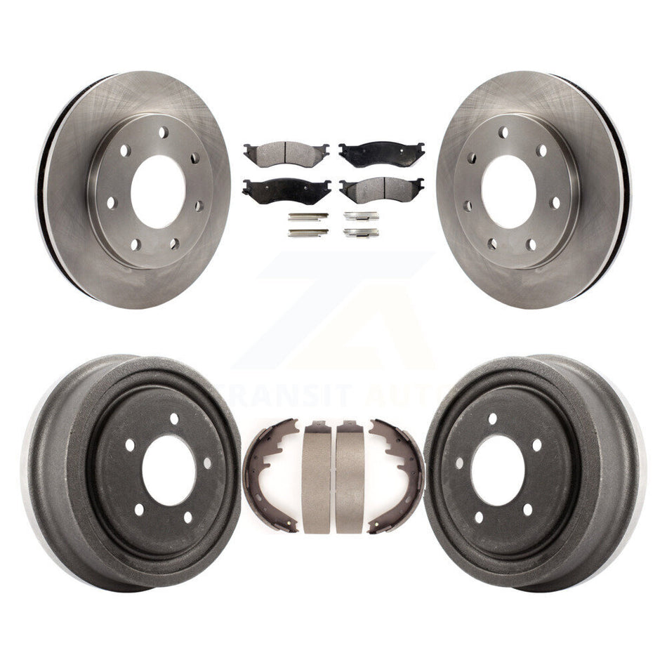 Front Rear Disc Brake Rotors Ceramic Pads And Drum Kit For 1999 Ford F-150 4WD With 7 Lug Wheels K8T-103525