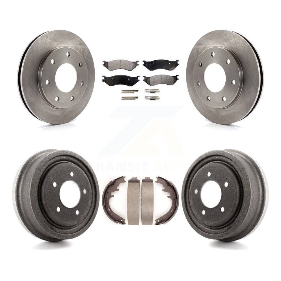 Front Rear Disc Brake Rotors Ceramic Pads And Drum Kit For 1999 Ford F-150 4WD With 7 Lug Wheels K8T-103525