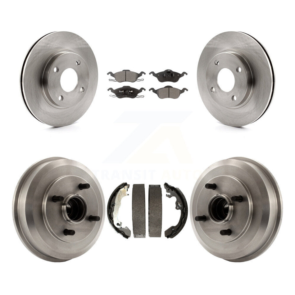 Front Rear Disc Brake Rotors Ceramic Pads And Drum Kit For Ford Focus Wheel Bearing Includes K8T-103535