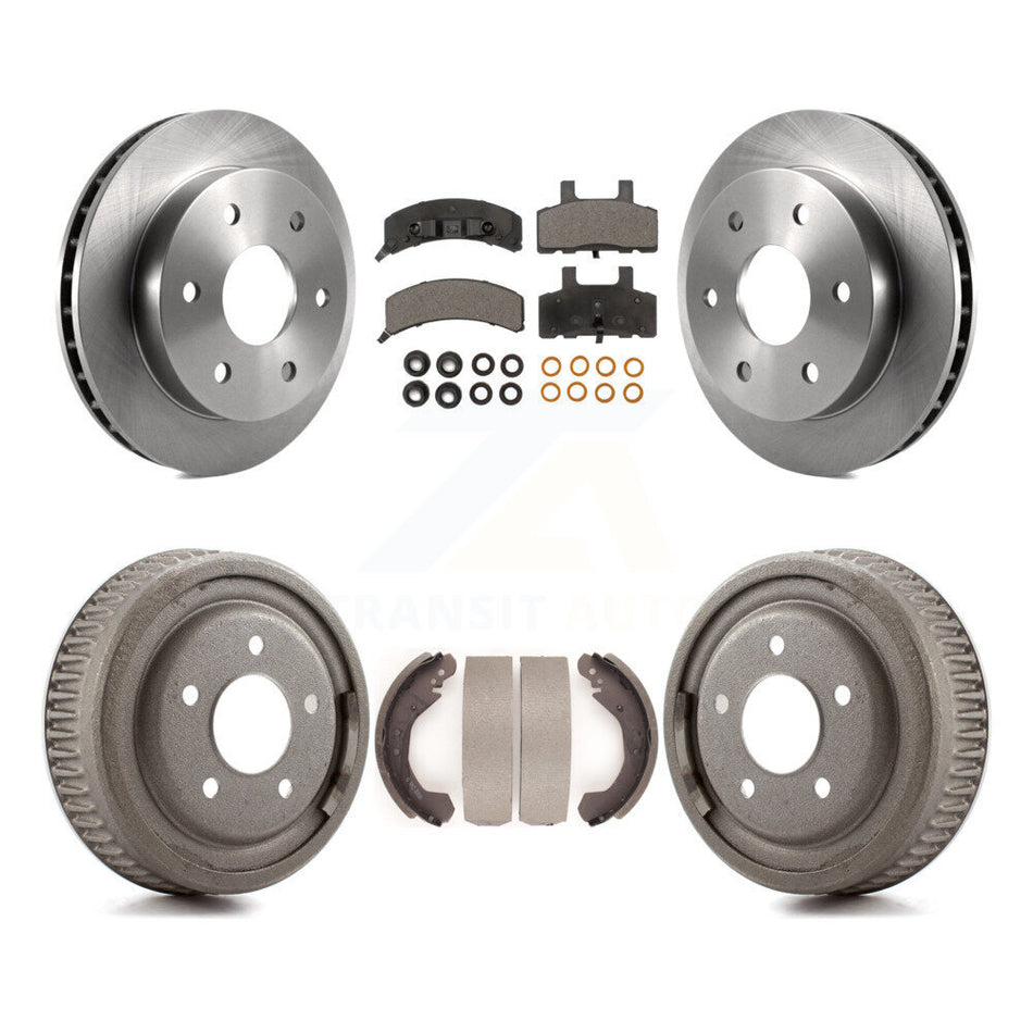 Front Rear Disc Brake Rotors Ceramic Pads And Drum Kit For GMC Yukon 4WD With 10" Diameter 5 Lug Wheels K8T-103571