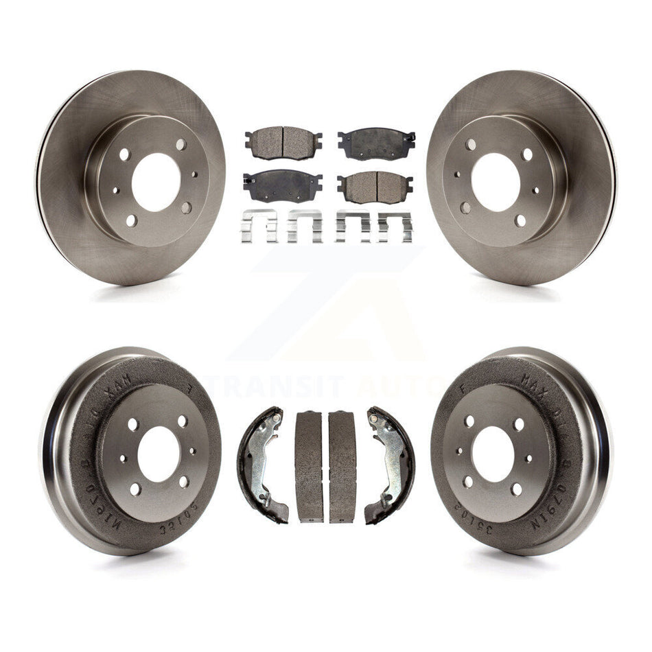 Front Rear Disc Brake Rotors Ceramic Pads And Drum Kit For 2006 Hyundai Accent Hatchback To 09 30 05 K8T-103630