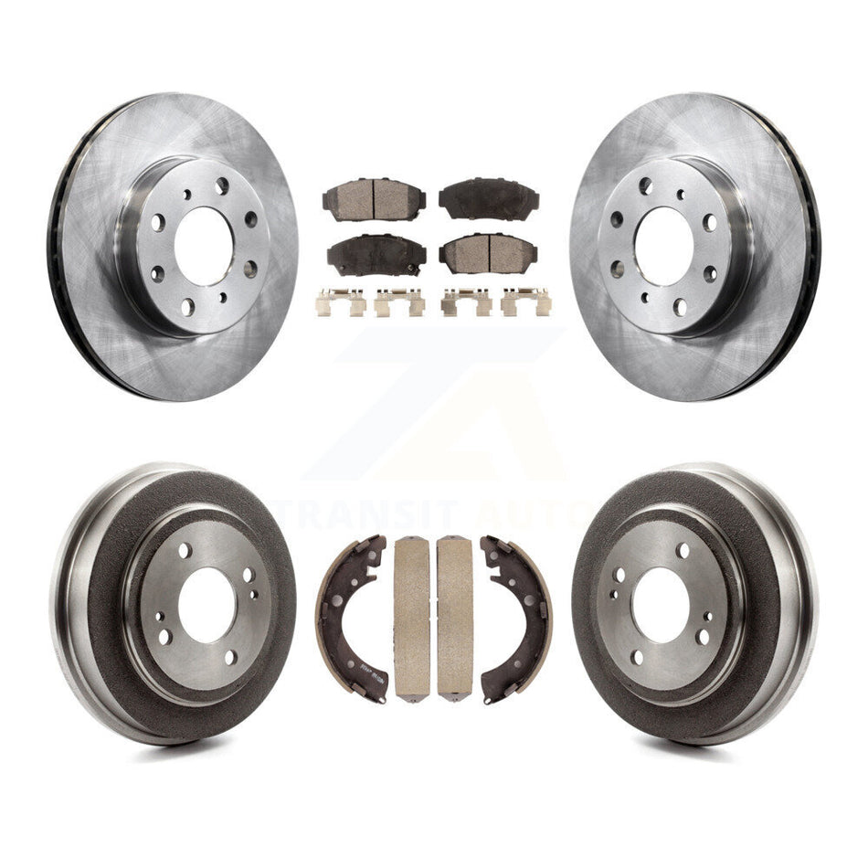Front Rear Disc Brake Rotors Ceramic Pads And Drum Kit For 1994-1995 Honda Civic EX with Sedan Automatic transmission Non-ABS K8T-103672